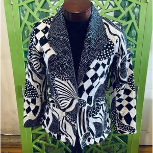 Vintage Redd Jeans Black & White Multi-pattern Blazer